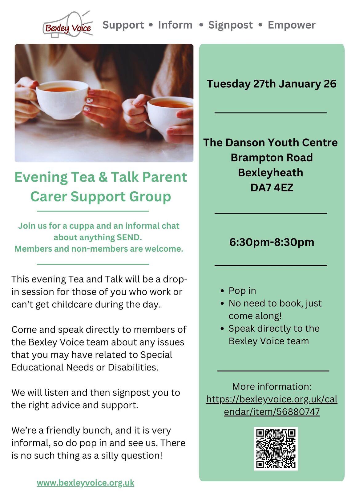 Evening Tea & Talk Jan 26